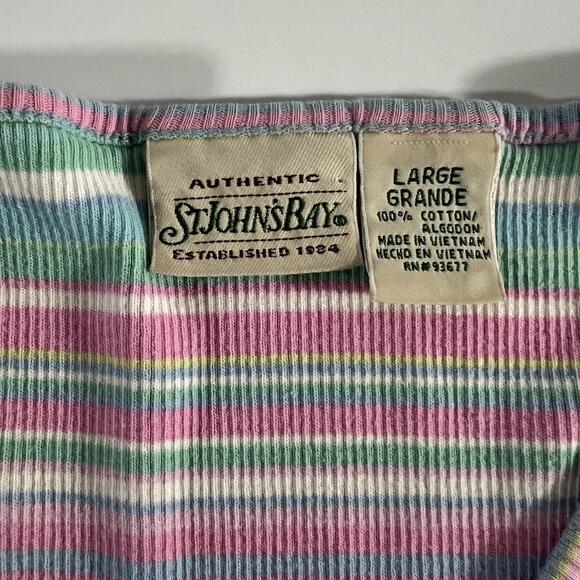 Stylish St. John's‎ Bay Striped Crop Top Raw Hem  - Large - Picture 2 of 4